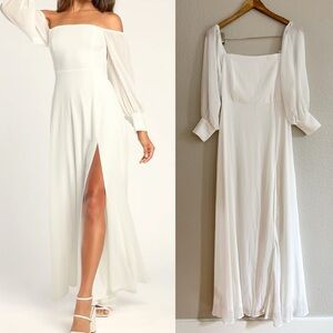 NWOT Feel the Romance White Off-the-Shoulder Maxi Dress